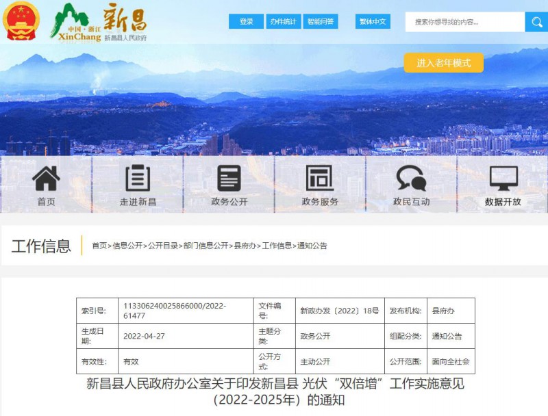 浙江新昌：大力推進工商業(yè)建筑屋頂光伏，全縣現(xiàn)有黨政機關(guān)、事業(yè)單位等公共建筑屋頂實現(xiàn)100%安裝